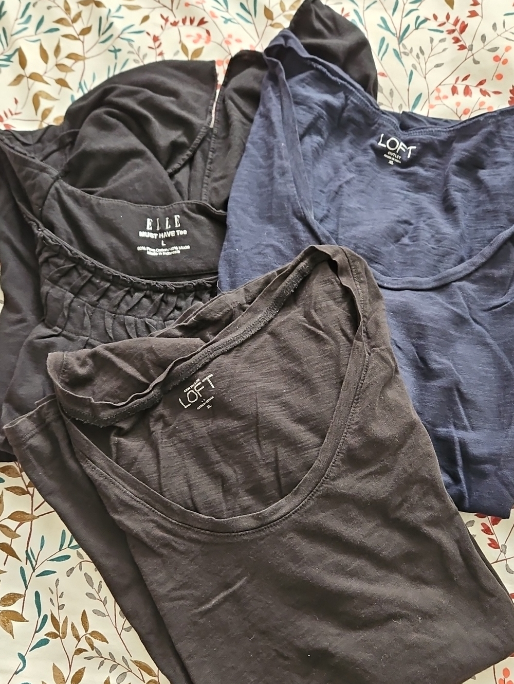 3 Women’s Scoop Neck Tops - Black and Navy Lot